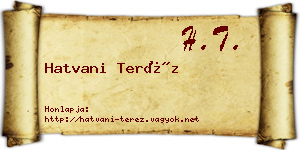 Hatvani Teréz névjegykártya
