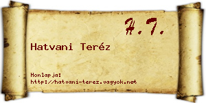 Hatvani Teréz névjegykártya